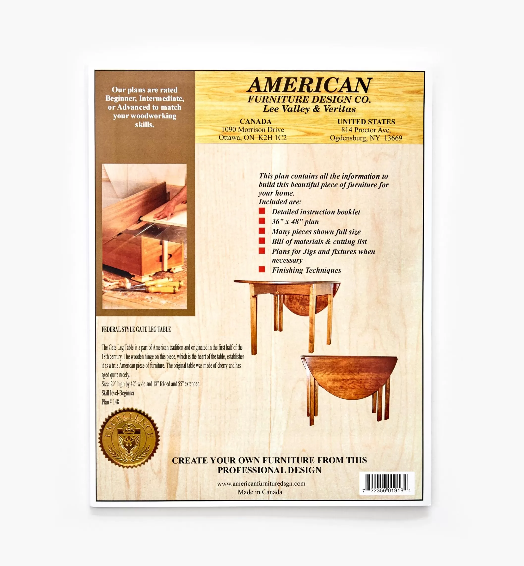 Outlet Lee Valley Federal-Style Gateleg Table Plan