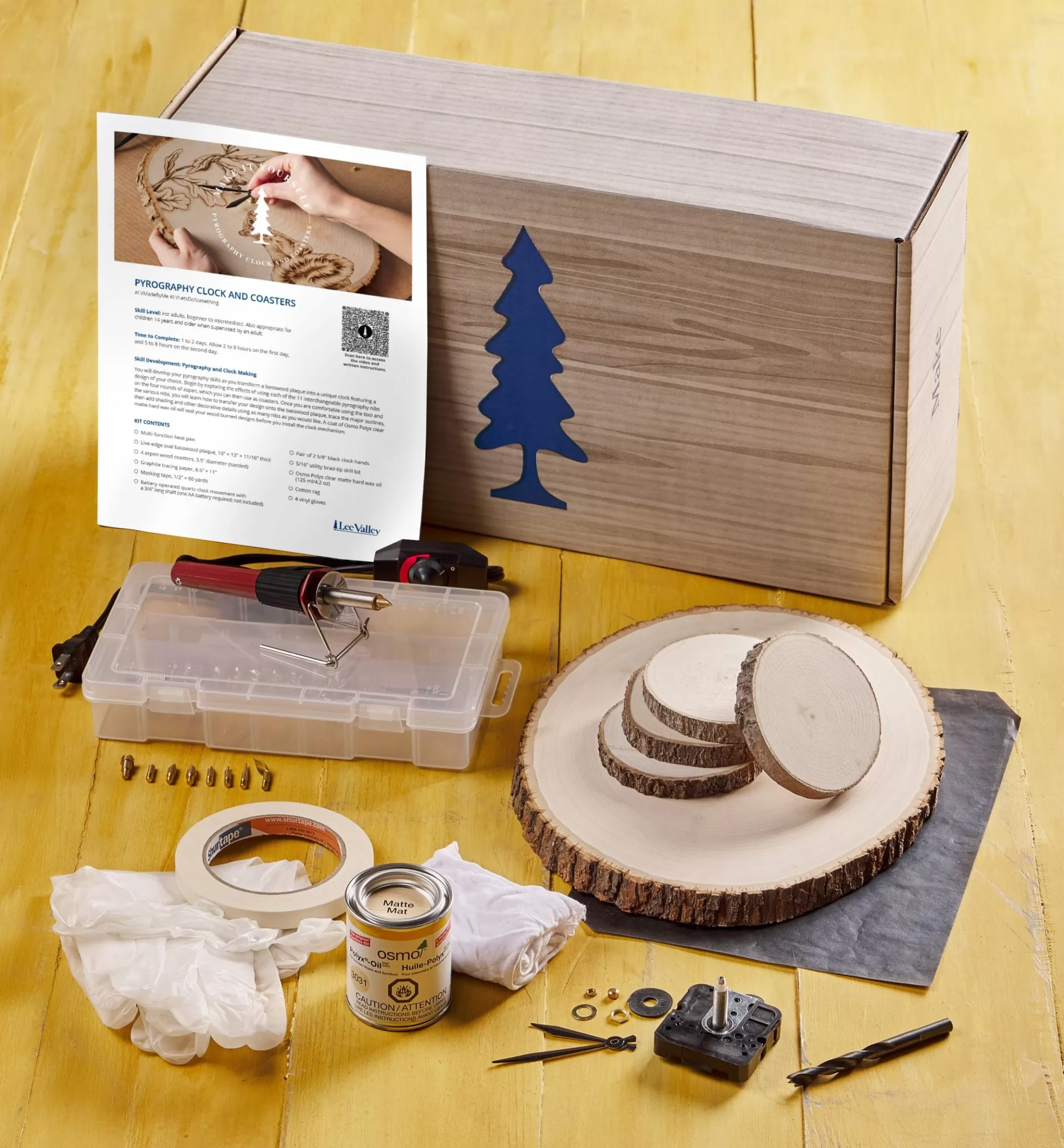 Cheap Lee Valley Make It Yourself Pyrography Clock & Coasters Kit