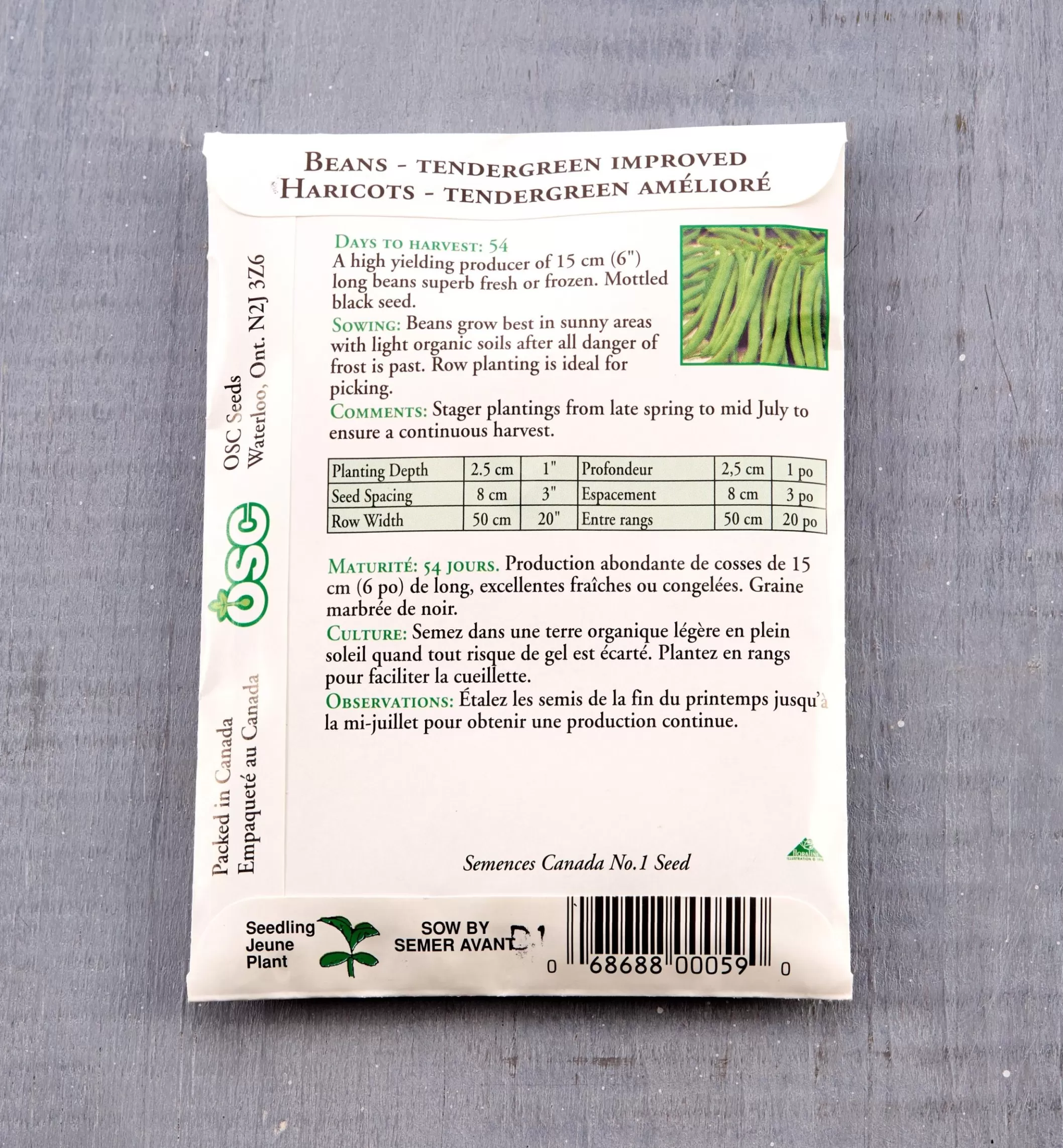 Discount Lee Valley OSC Bean Seed Packet