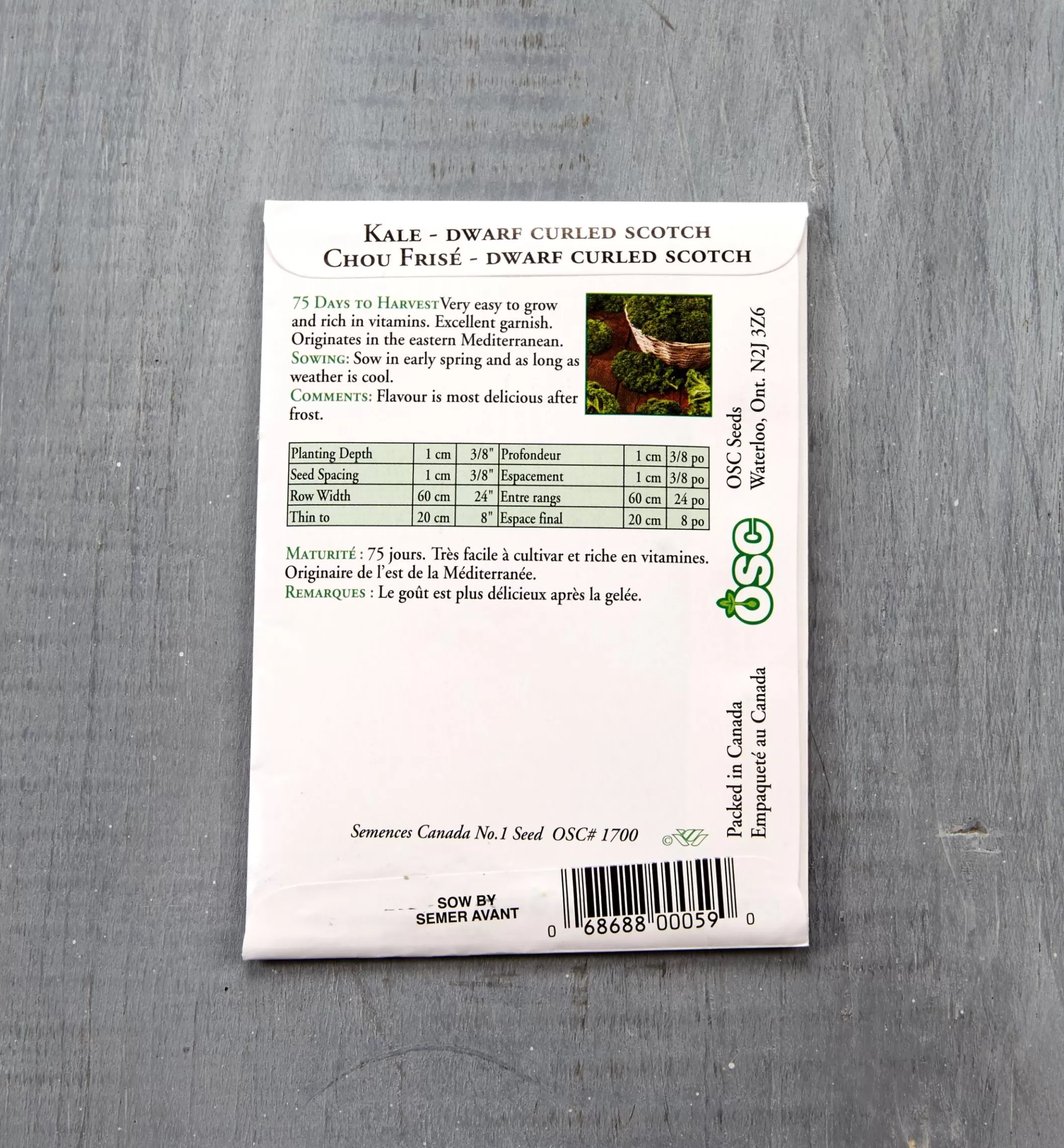 Hot Lee Valley OSC Kale Seed Packet