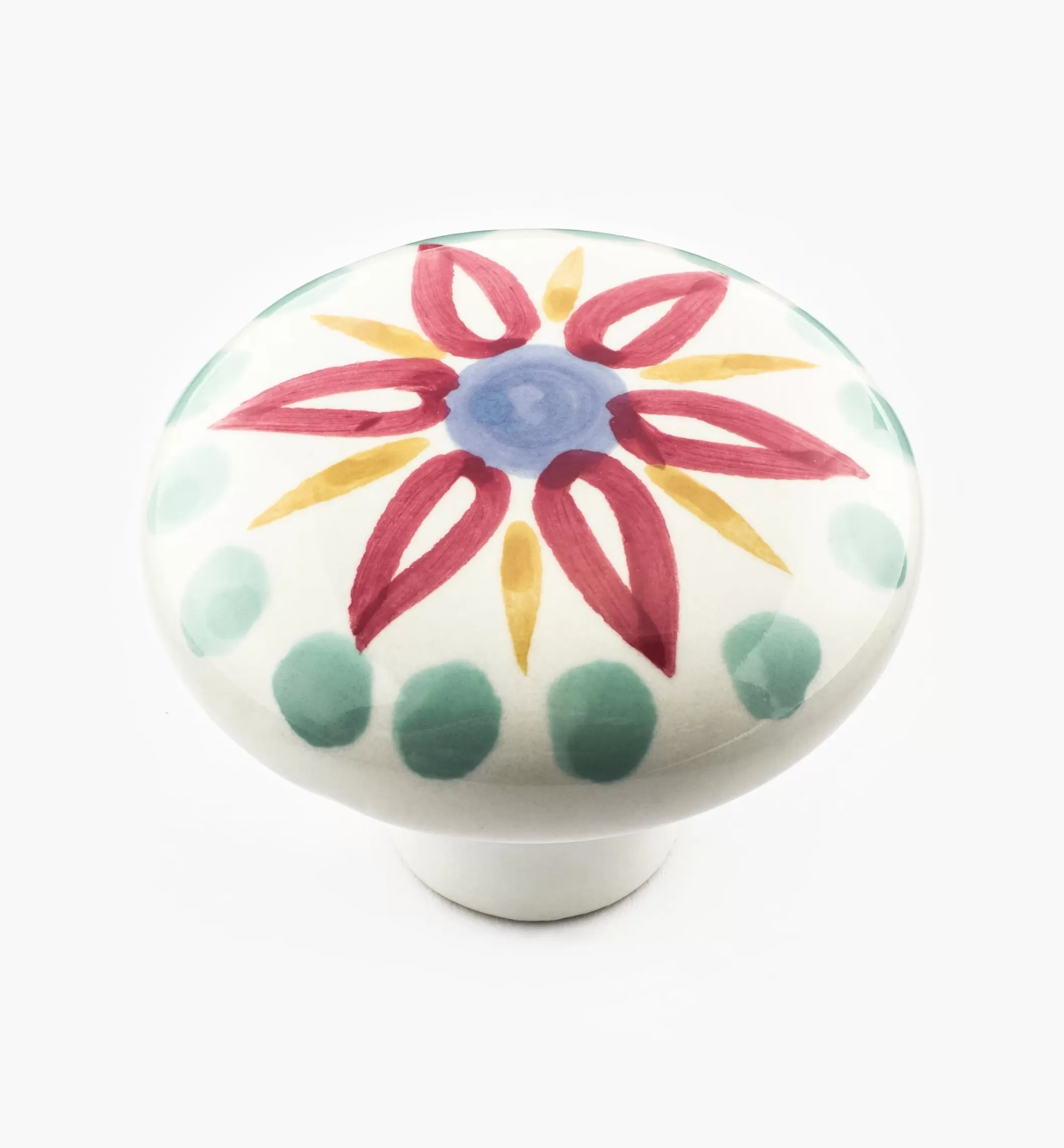 Hot Lee Valley Red Floral Painted Ceramic Knobs