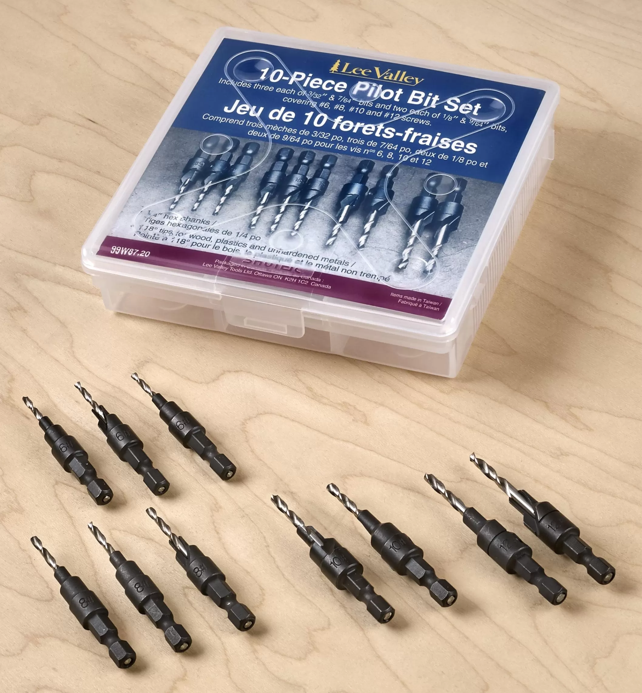 Hot Lee Valley Set Of 10 Countersink/Counterdrill Pilot Bits
