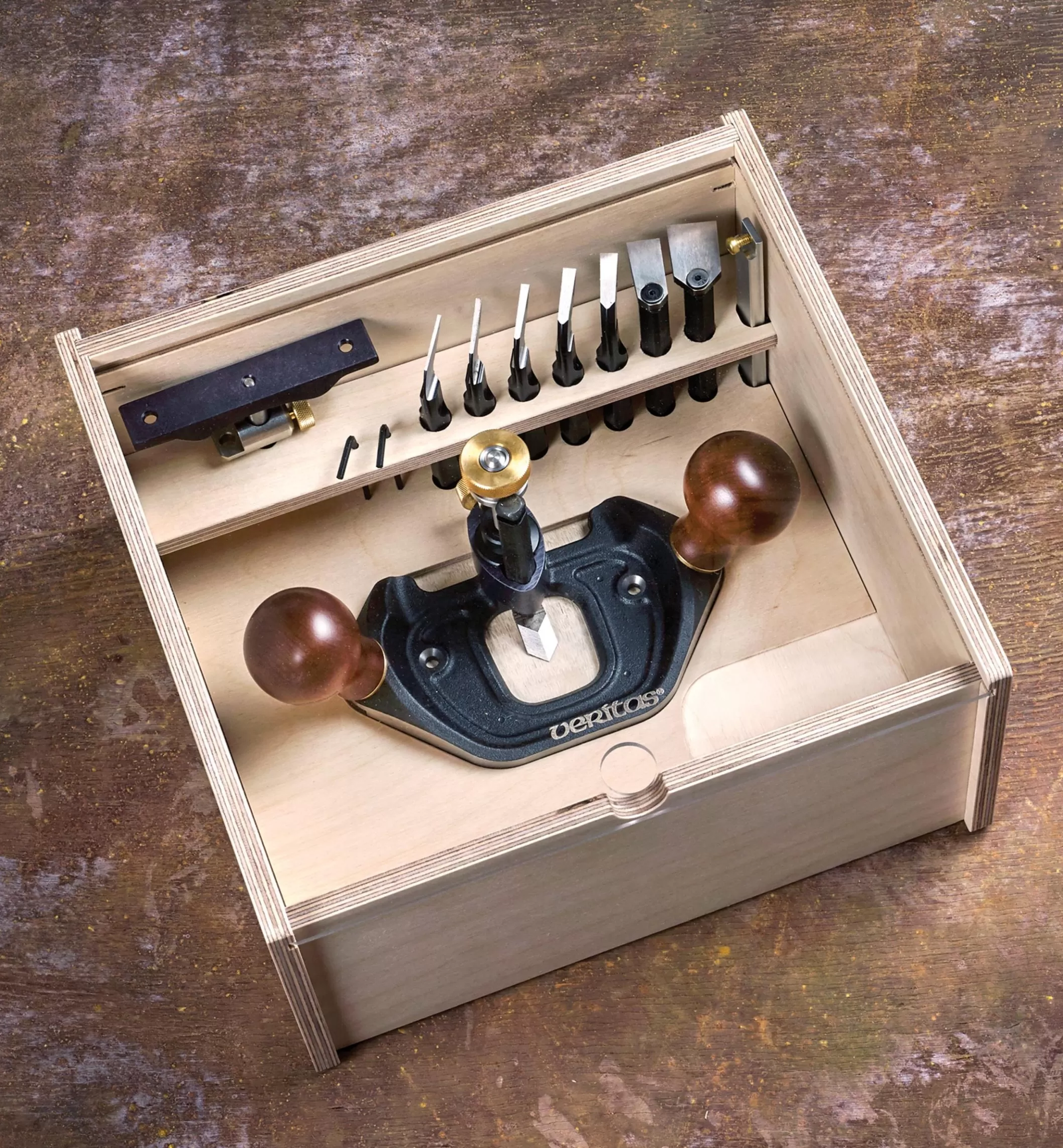 Hot Lee Valley Veritas Large Router Plane, Box & Imperial Blades Set