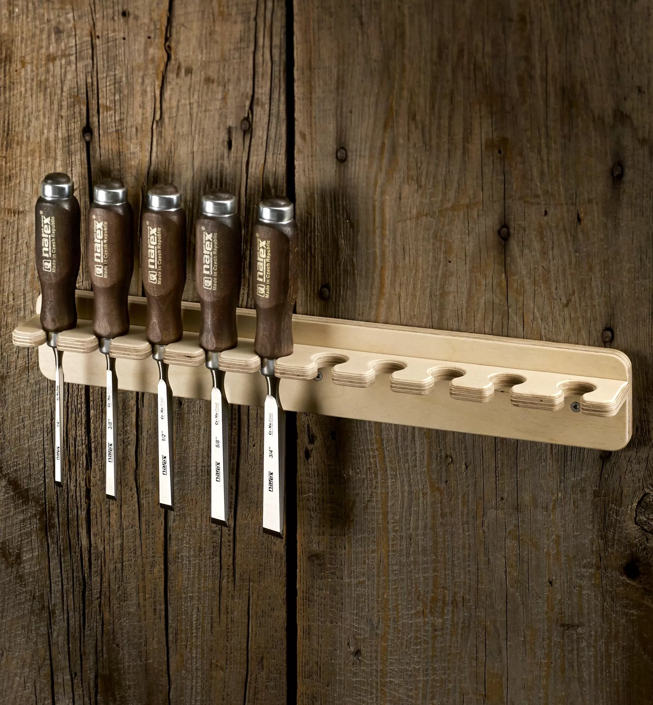 New Lee Valley Wall Rack For Narex Bevel-Edge Chisels